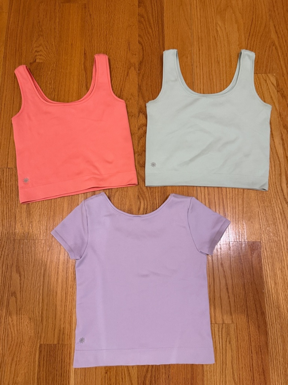 Athleta Girl Lot - Girls Ribbed Crop & Tee Set - Coral, Mint & Lavender. XL